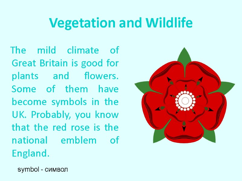 Vegetation and Wildlife    The mild climate of Great Britain is good